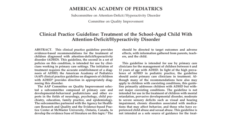 [Enfants/Ado] 2021 ADHD Guidelines - AAP Amercian