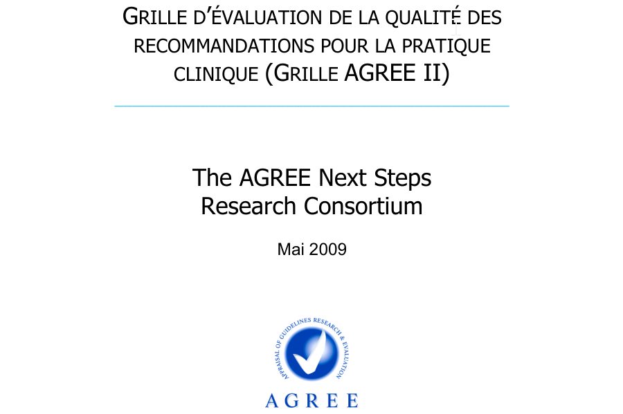 2009 Grille d'évaluation de la qualité des RCP - AGREE II
