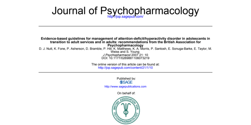 [Ado/Adultes] 2007 Guidelines management of ADHD in adolescents in transition to adult services and in adults - BAP English