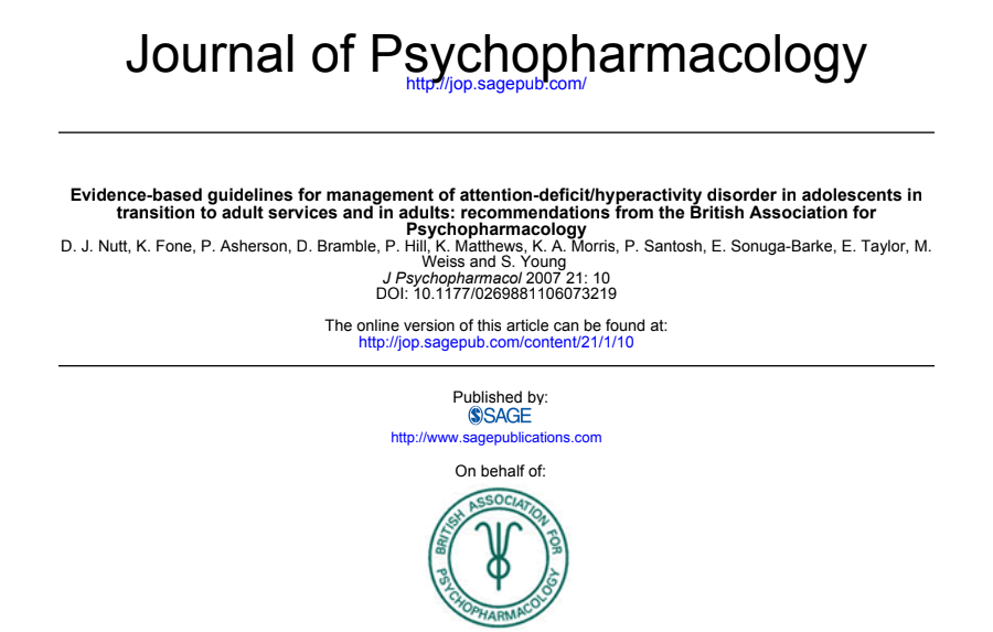 [Ado/Adultes] 2007 Guidelines management of ADHD in adolescents in transition to adult services and in adults - BAP English
