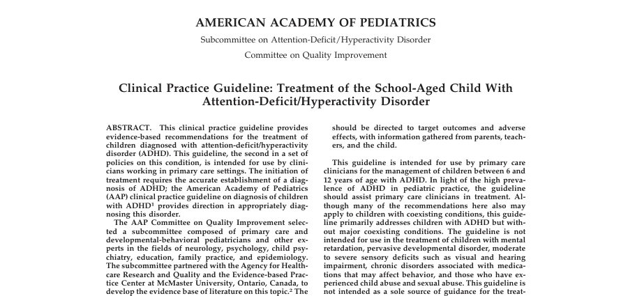 [Enfants/Ado] 2021 ADHD Guidelines - AAP Amercian