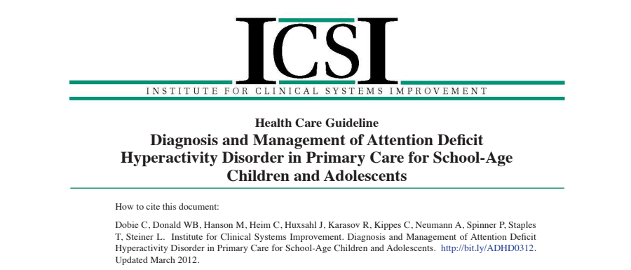 [Enfants/Ado] 2012 Diagnosis and Management of ADHD in School-Age Children and Adolescents - ICSI French