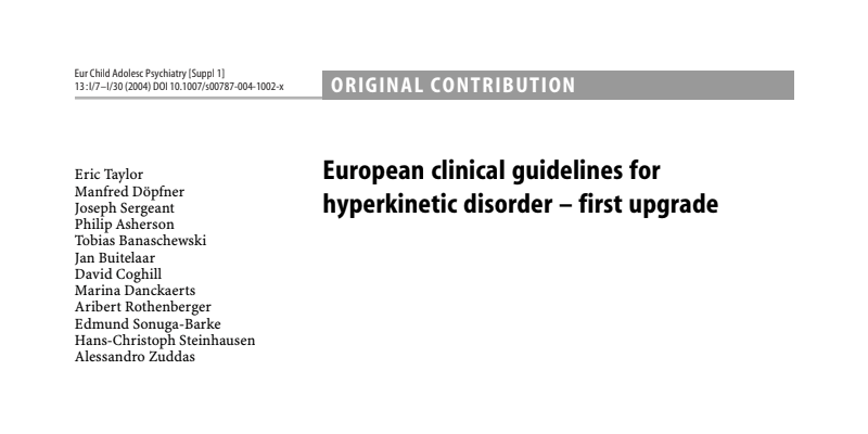 2004 Clinical guidelines for hyperkinetic - ECAP European